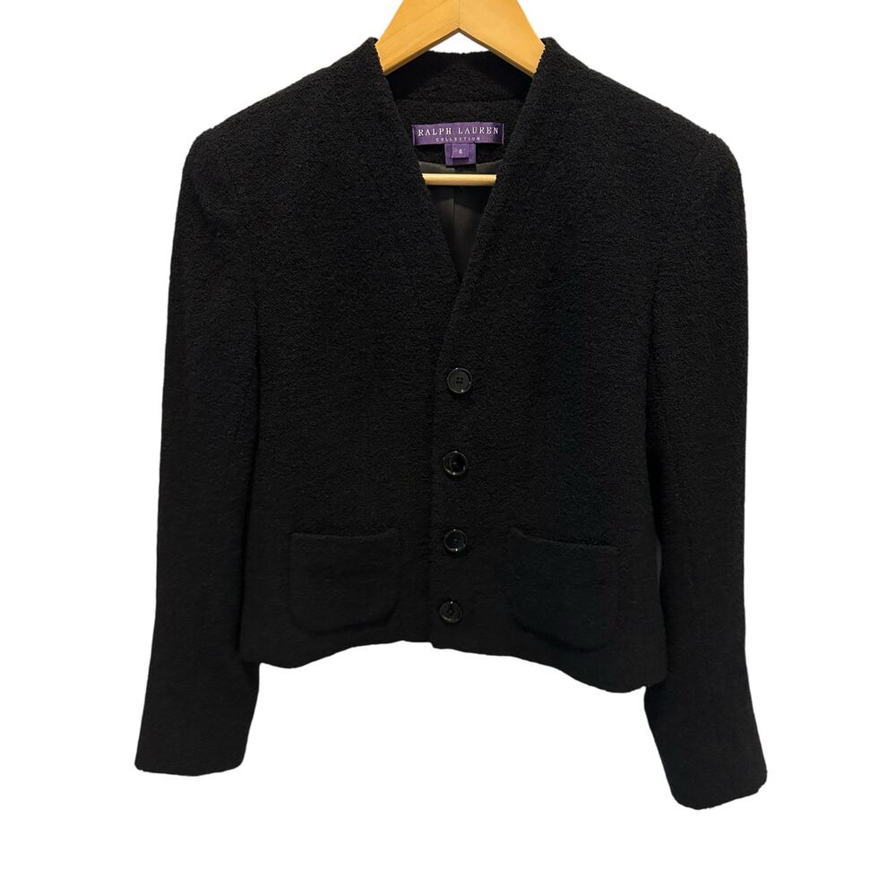 Ralph Lauren Purple Label Black Wool-Blend Blazer – Size 6 MadeInUSA Luxury NWOT